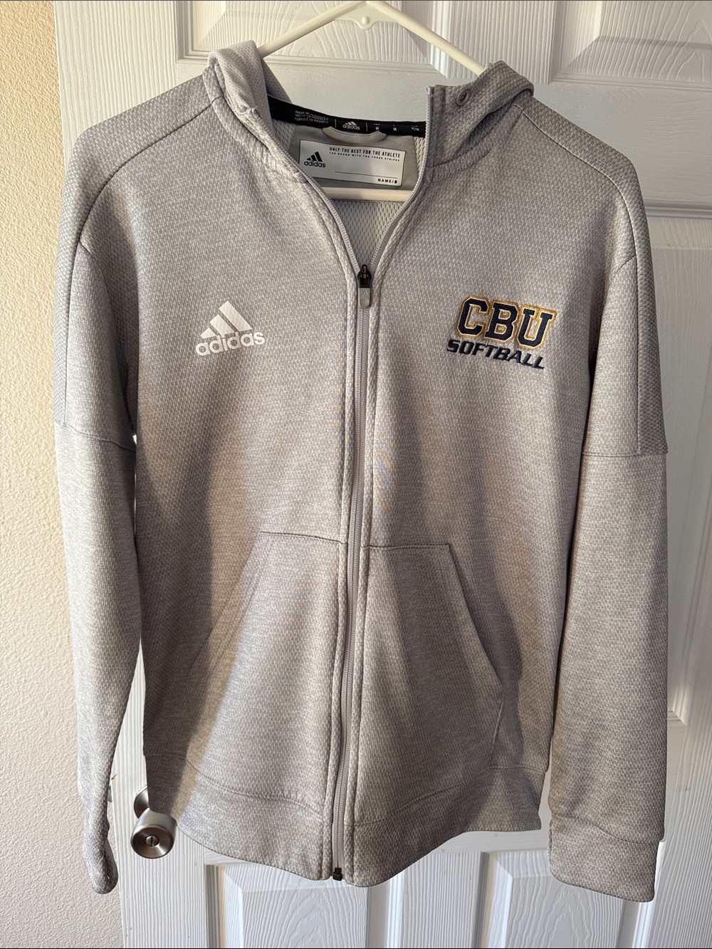 adidas Light Gray CBU Softball Hooded Full‑Zip Jacket
